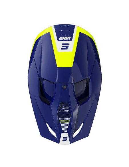 Casque cross Shot 2025 Furious League - Bleu Jaune Fluo Brillant