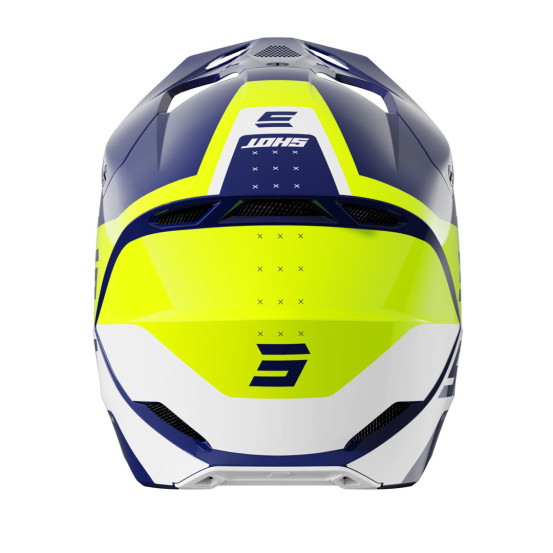 Casque cross Shot 2025 Furious League - Bleu Jaune Fluo Brillant