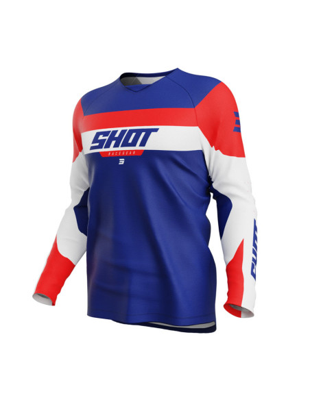 Maillot cross enfant Shot 2025 Draw League - Bleu Rouge