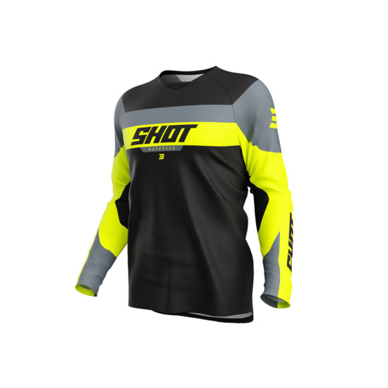 Maillot cross enfant Shot 2025 Draw League - Jaune Fluo