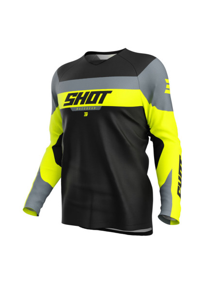 Maillot cross enfant Shot 2025 Draw League - Jaune Fluo