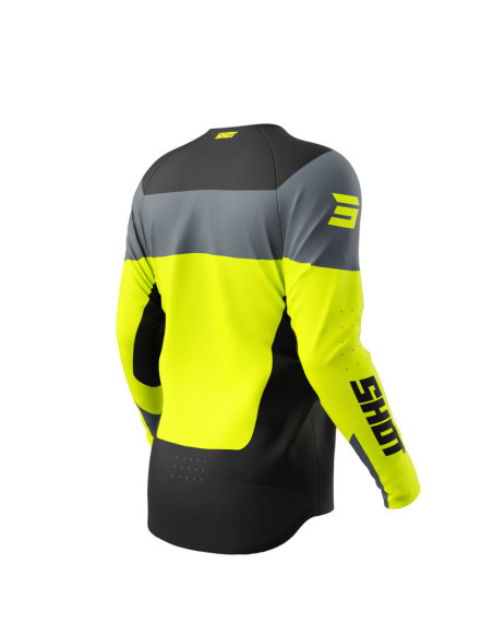 Maillot cross enfant Shot 2025 Draw League - Jaune Fluo