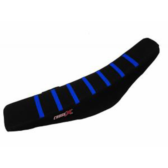 Housse de selle CrossX Racing avec bandes TM 125/250/300 MX 2015-2017 Noir-Noir-Bleu