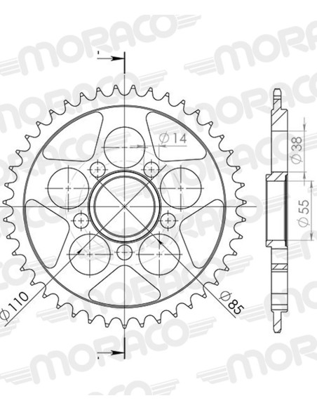 Couronne Stealth Supersprox Bi-métal Pas 525 Gris 39 dents CL610SS