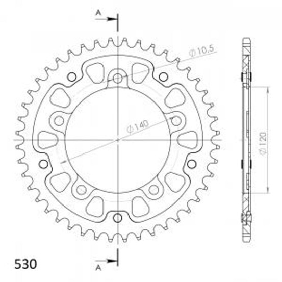 Couronne Stealth Supersprox Bi-métal Pas 530 Or 43 dents CT603SG Silver