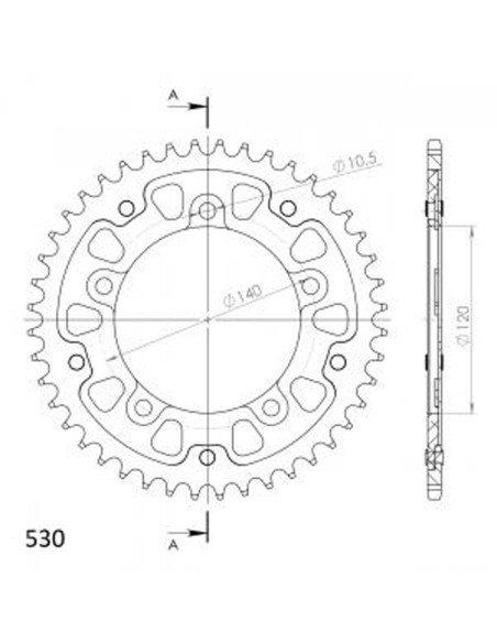 Couronne Stealth Supersprox Bi-métal Pas 530 Or 43 dents CT603SG Silver
