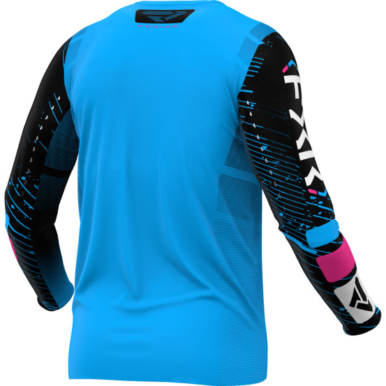 Maillot cross enfant FXR 2025 Podium Bleu Cyan Noir Rose