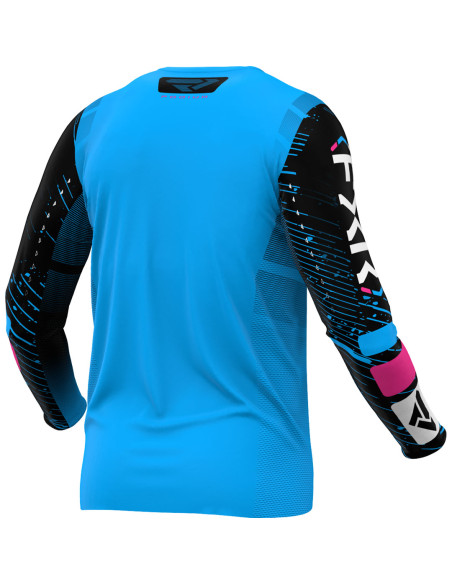 Maillot cross enfant FXR 2025 Podium Bleu Cyan Noir Rose