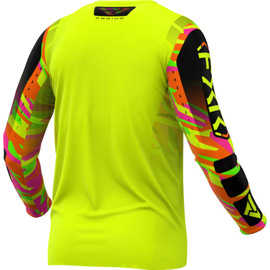 Maillot cross enfant FXR 2025 Podium Jaune Fluo Sherbert Camo