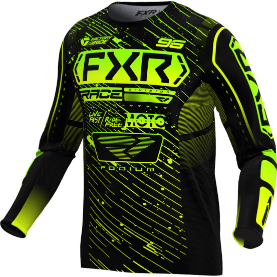 Maillot cross enfant FXR 2025 Podium Noir Lime Fluo