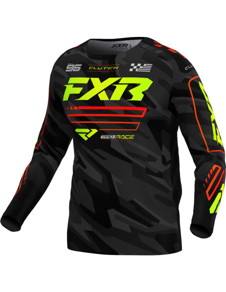 Maillot cross FXR 2025 Clutch Gris Jaune Fluo Camo