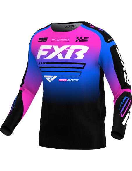 Maillot cross FXR 2025 Clutch Noir Bleu Rose
