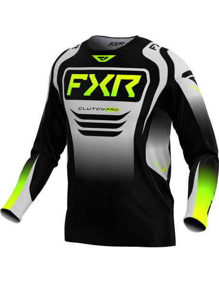 Maillot cross FXR 2025 Clutch Pro Noir Gris Jaune Fluo