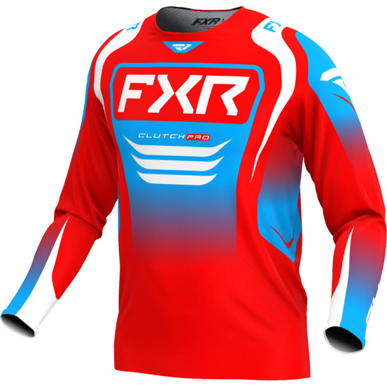 Maillot cross FXR 2025 Clutch Pro Rouge Blanc Bleu Cyan