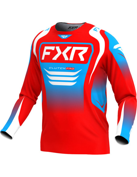 Maillot cross FXR 2025 Clutch Pro Rouge Blanc Bleu Cyan