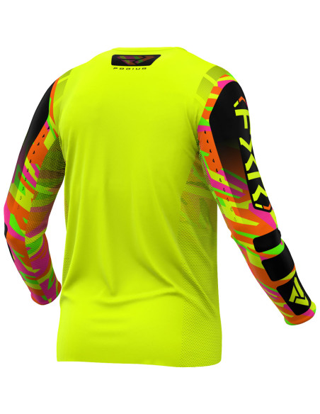 Maillot cross FXR 2025 Podium Jaune Fluo Sherbert Camo