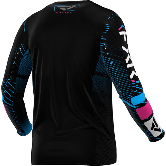 Maillot cross FXR 2025 Podium Noir Bleu cyan Rose