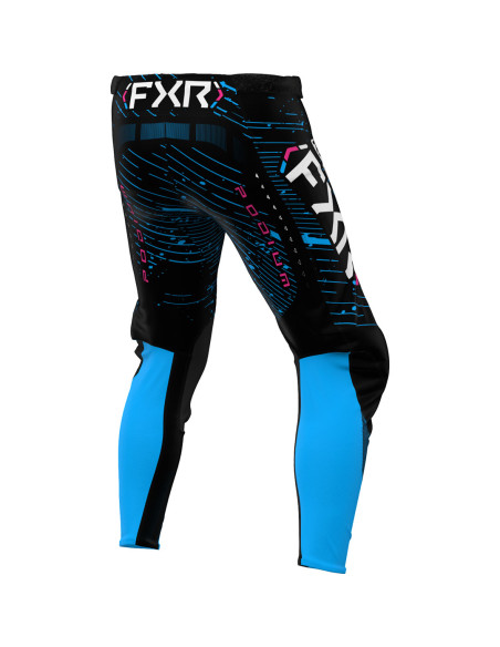 Pantalon cross enfant FXR 2025 Podium Noir Bleu cyan Rose