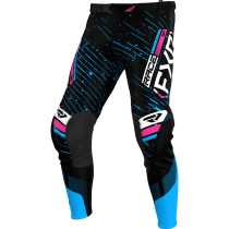 Pantalon cross FXR 2025 Podium Noir Bleu cyan Rose