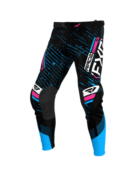 Pantalon cross FXR 2025 Podium Noir Bleu cyan Rose