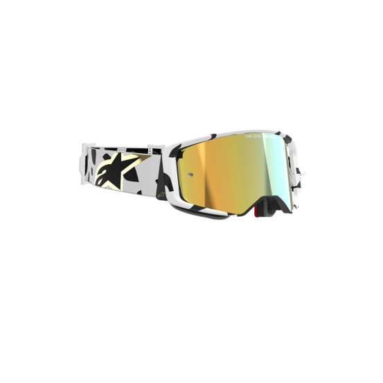Masque cross Alpinestars Supertech Corp - Blanc Or écran iridium Or