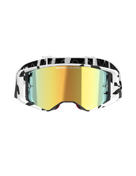 Masque cross Alpinestars Supertech Corp - Blanc Or écran iridium Or