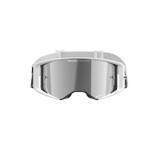 Masque cross Alpinestars Supertech Corp - Blanc écran iridium Argent
