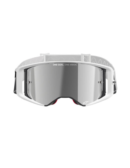 Masque cross Alpinestars Supertech Corp - Blanc écran iridium Argent