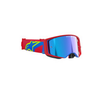 Masque cross Alpinestars Supertech Corp - Rouge Bleu écran iridium Bleu