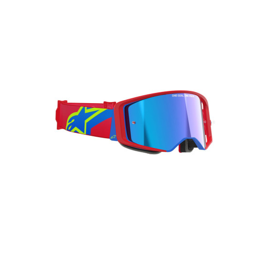Masque cross Alpinestars Supertech Corp - Rouge Bleu écran iridium Bleu