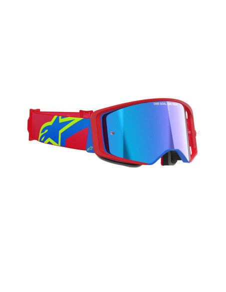 Masque cross Alpinestars Supertech Corp - Rouge Bleu écran iridium Bleu