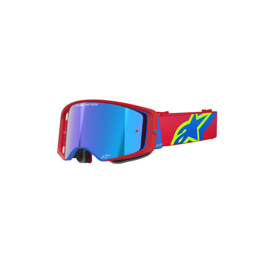 Masque cross Alpinestars Supertech Corp - Rouge Bleu écran iridium Bleu