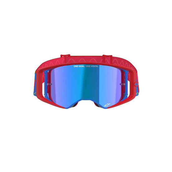 Masque cross Alpinestars Supertech Corp - Rouge Bleu écran iridium Bleu