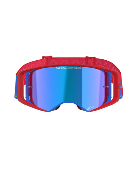 Masque cross Alpinestars Supertech Corp - Rouge Bleu écran iridium Bleu