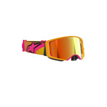 Masque cross Alpinestars Supertech Corp - Jaune Rose écran iridium Rouge