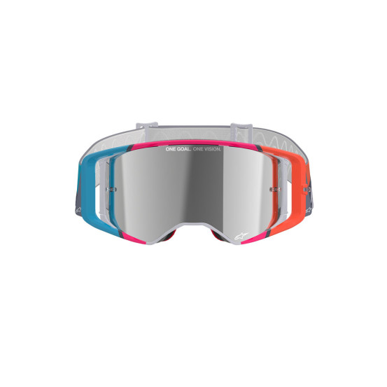 Masque cross Alpinestars Supertech Stream - Gris multicolor écran iridium Argent