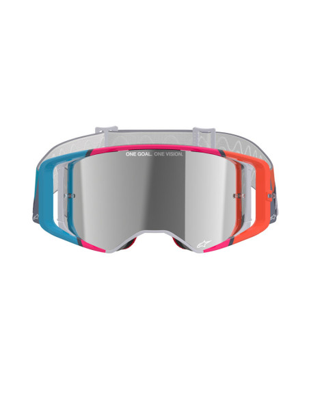 Masque cross Alpinestars Supertech Stream - Gris multicolor écran iridium Argent