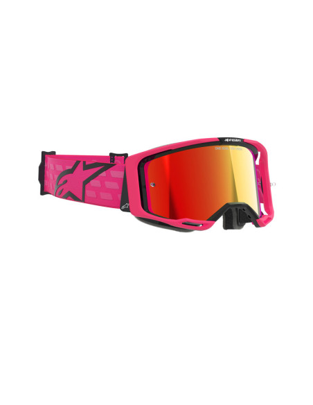 Masque cross Alpinestars Vision 8 Corp - Rose écran iridium Rouge