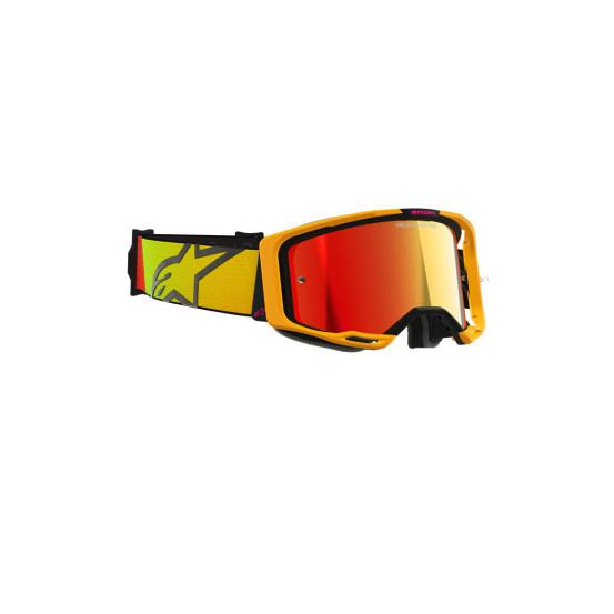 Masque cross Alpinestars Vision 8 Corp - Jaune Rose écran iridium Rouge