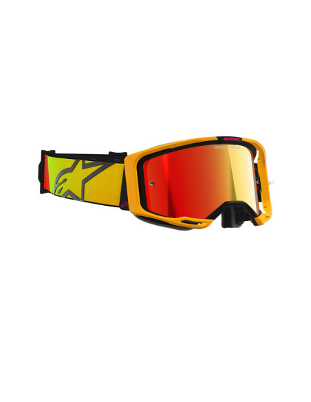 Masque cross Alpinestars Vision 8 Corp - Jaune Rose écran iridium Rouge