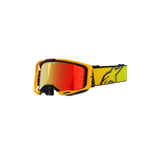 Masque cross Alpinestars Vision 8 Corp - Jaune Rose écran iridium Rouge