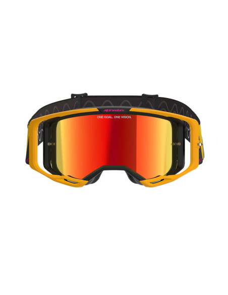 Masque cross Alpinestars Vision 8 Corp - Jaune Rose écran iridium Rouge