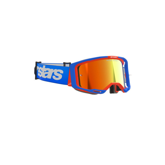 Masque cross Alpinestars Vision 8 Wordmark - Bleu Orange écran iridium Rouge