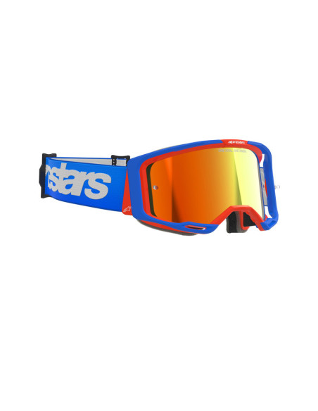 Masque cross Alpinestars Vision 8 Wordmark - Bleu Orange écran iridium Rouge
