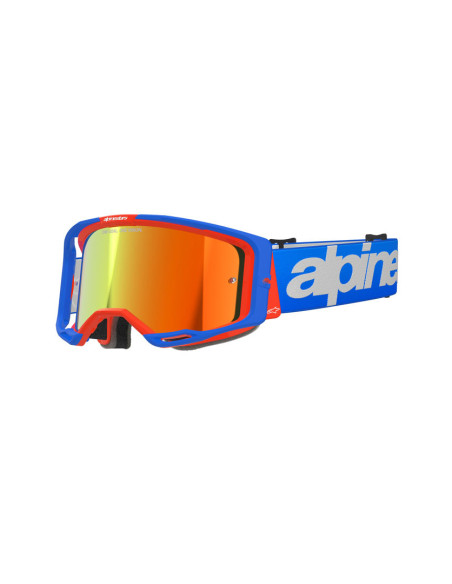 Masque cross Alpinestars Vision 8 Wordmark - Bleu Orange écran iridium Rouge