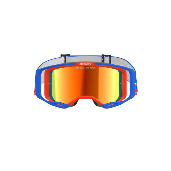 Masque cross Alpinestars Vision 8 Wordmark - Bleu Orange écran iridium Rouge