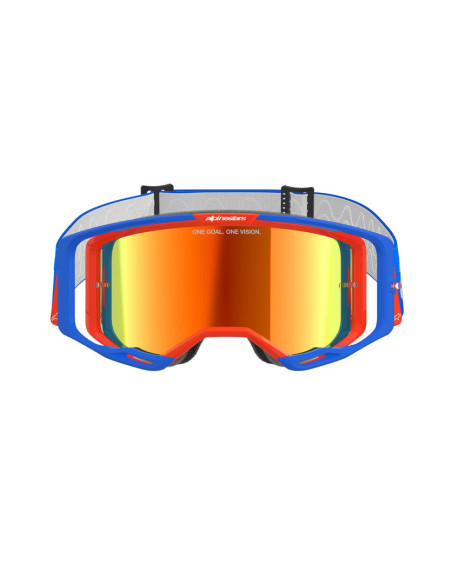 Masque cross Alpinestars Vision 8 Wordmark - Bleu Orange écran iridium Rouge