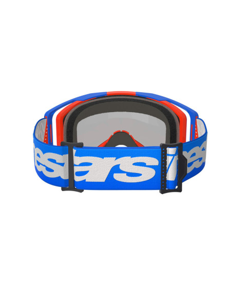 Masque cross Alpinestars Vision 8 Wordmark - Bleu Orange écran iridium Rouge