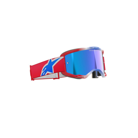 Masque cross Alpinestars Vision 5 Corp - Rouge Blanc Bleu écran iridium Bleu
