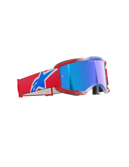 Masque cross Alpinestars Vision 5 Corp - Rouge Blanc Bleu écran iridium Bleu